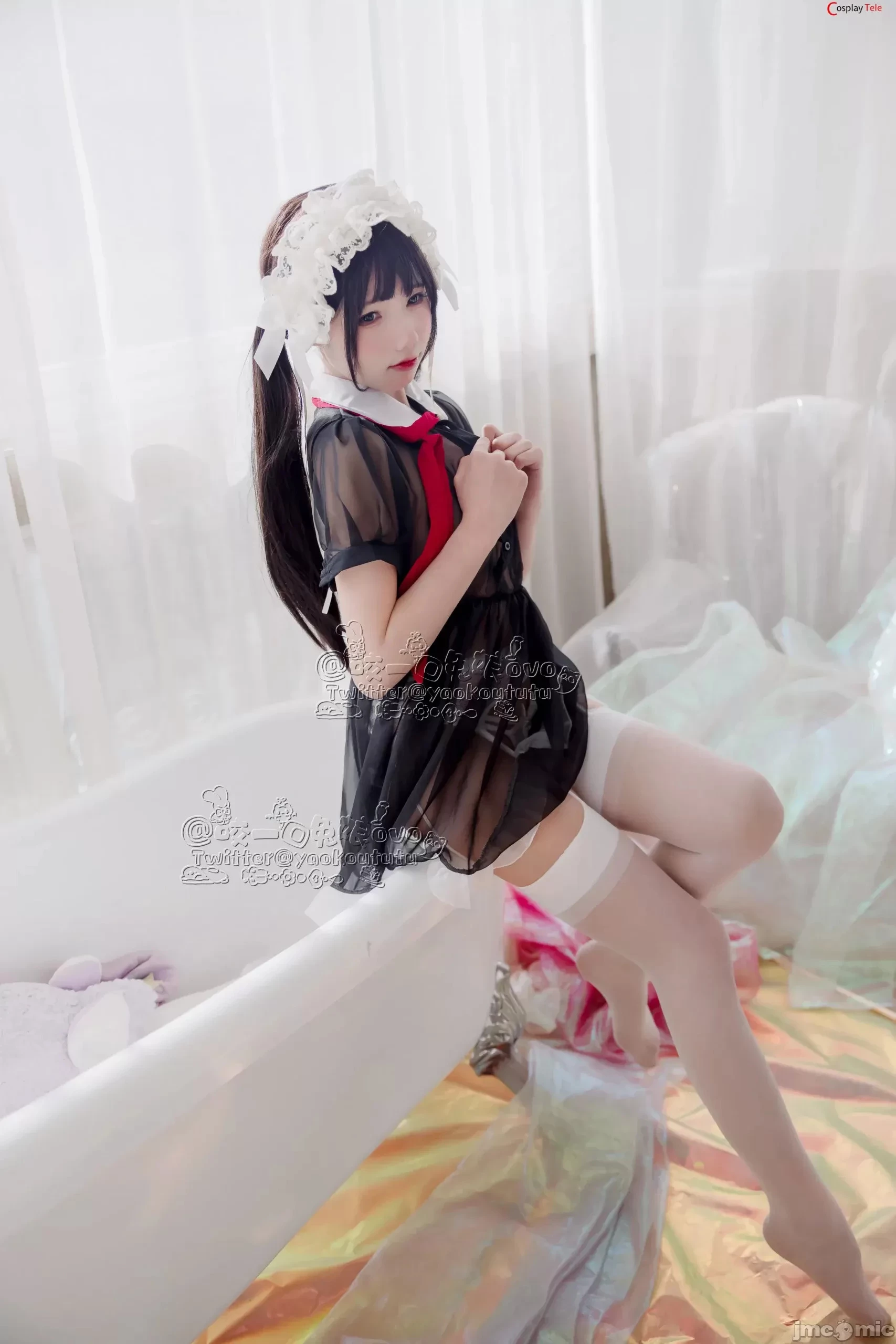 咬一口兔娘ovo [Yaokoututu] – Maid black and white [56P]