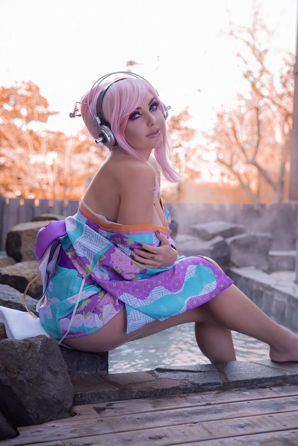 JNigri Super Sonico すーぱーそに子 Nico-Chan -Onsen Cosplay