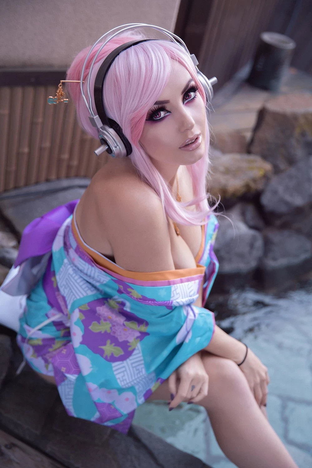 JNigri Super Sonico すーぱーそに子 Nico-Chan -Onsen Cosplay