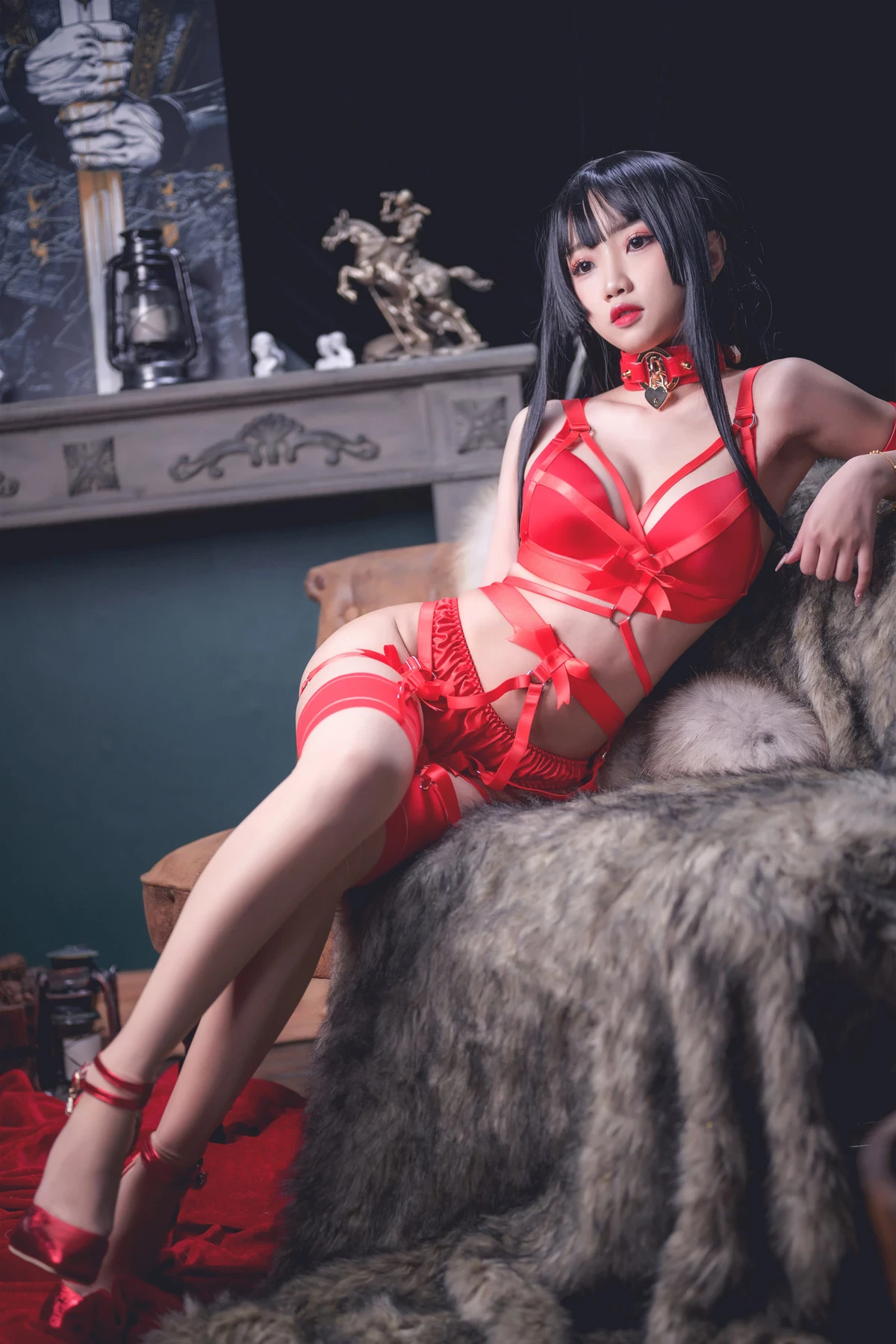 鬼畜瑤在不在 Cosplay 紅色束縛