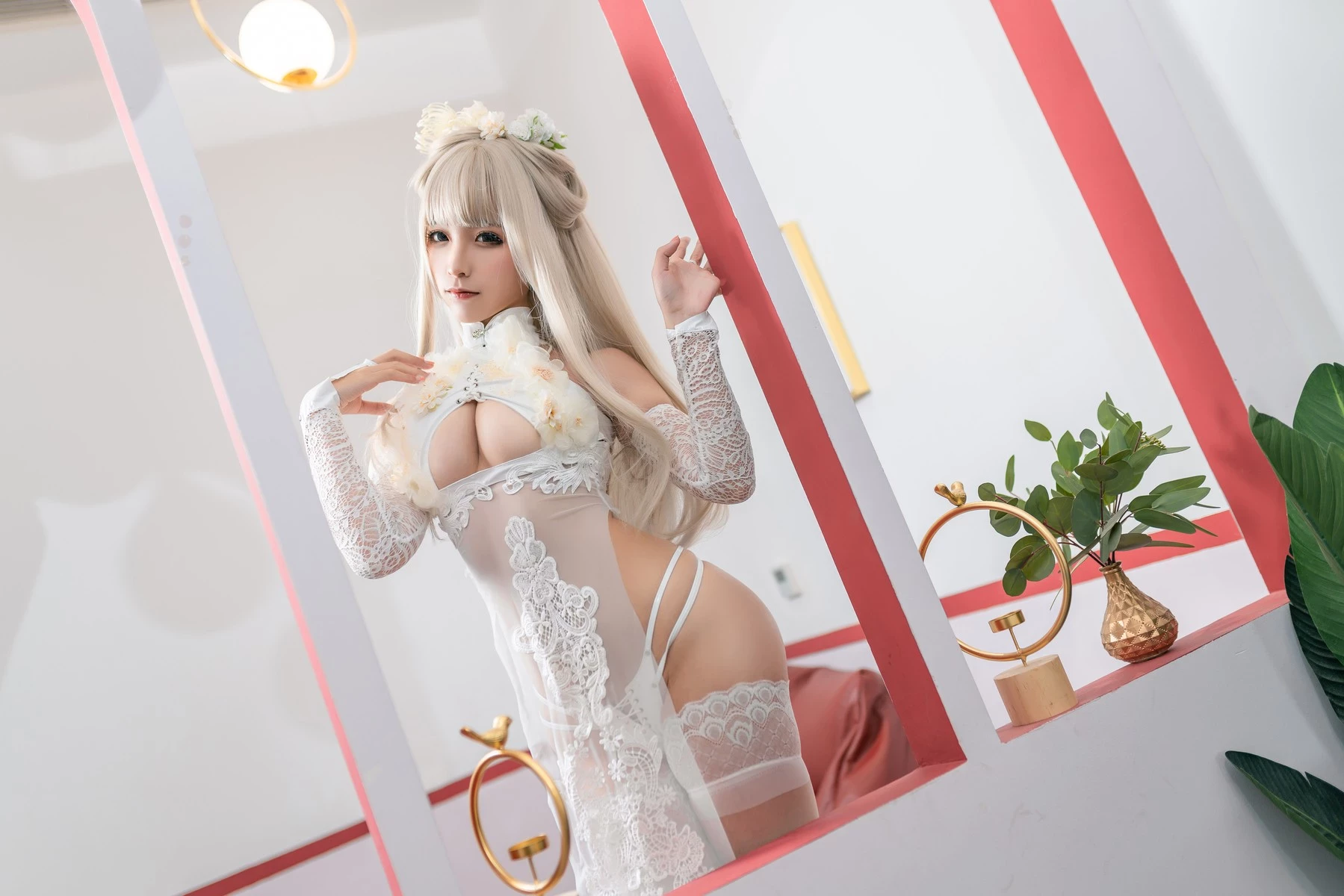 Cosplay 蠢沫沫 Chunmomo 沫沫真愛版 歪萌白旗袍