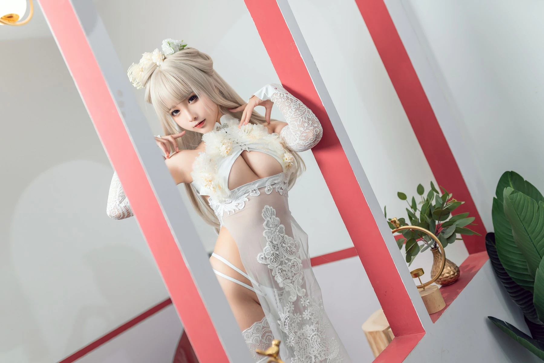 Cosplay 蠢沫沫 Chunmomo 沫沫真愛版 歪萌白旗袍