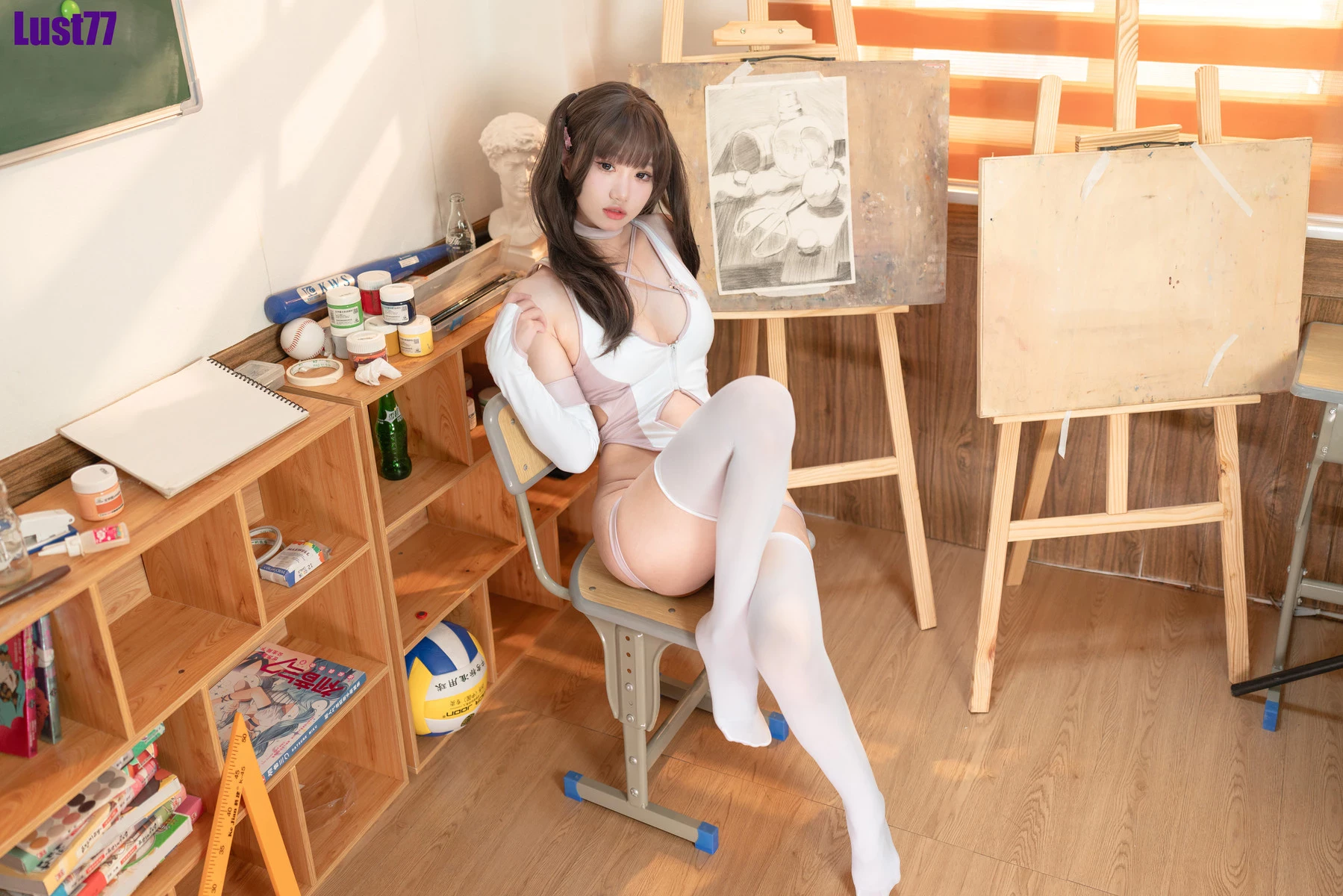 Cosplay 柒柒要乖哦 粉色泳衣 Set.01