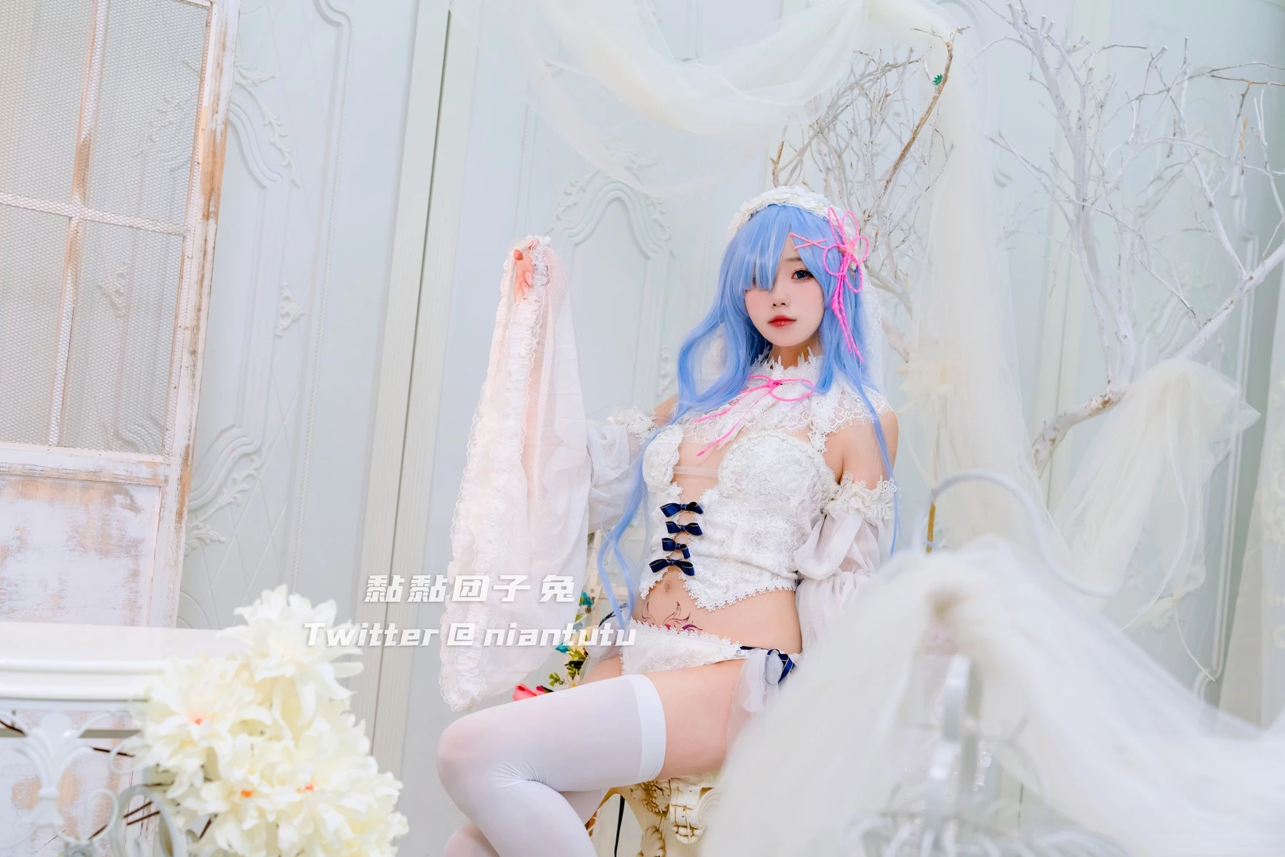 Cosplay 黏黏糰子兔 長發蕾姆