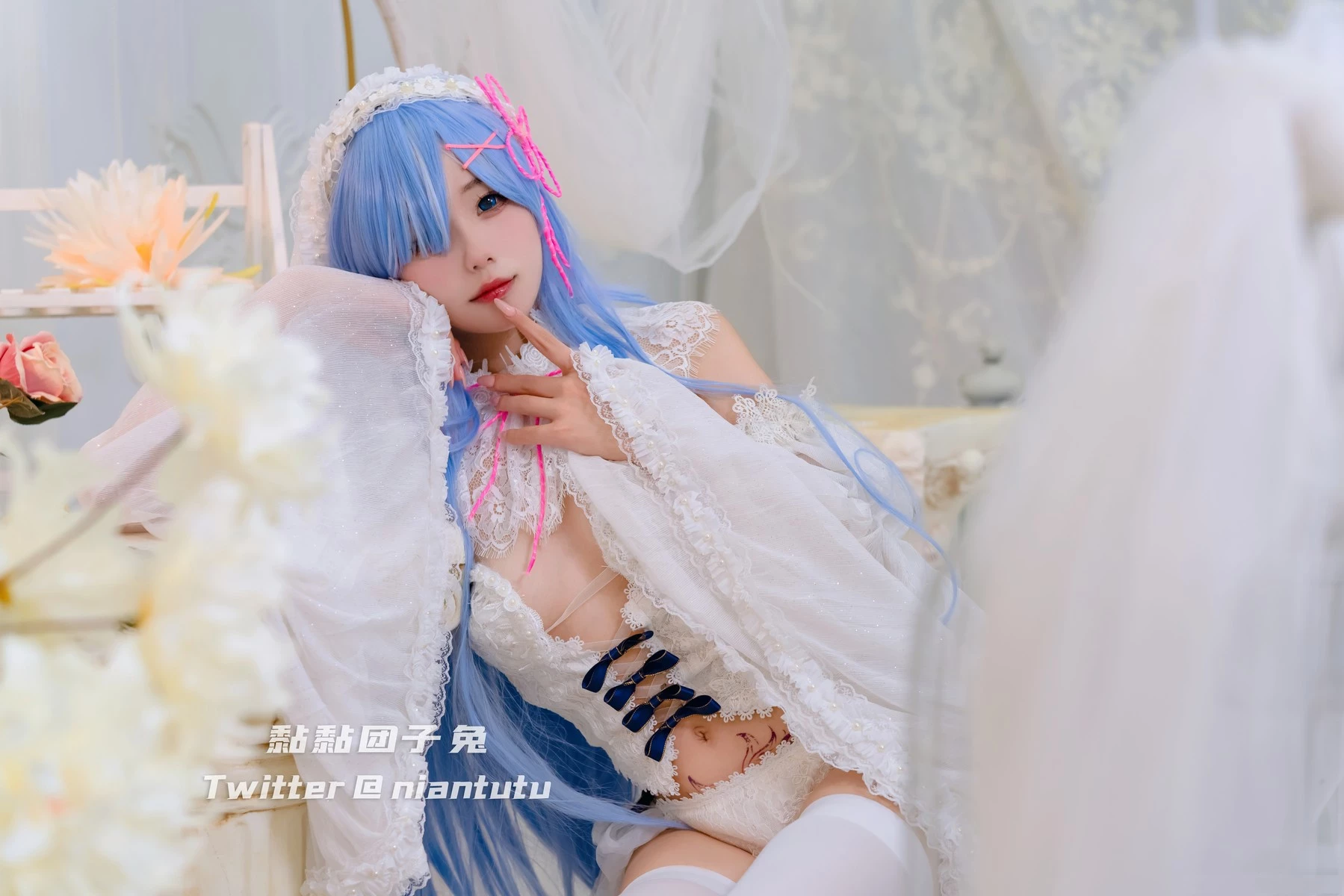 Cosplay 黏黏糰子兔 長發蕾姆