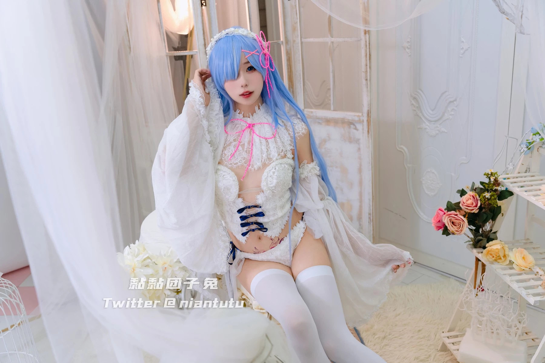 Cosplay 黏黏糰子兔 長發蕾姆