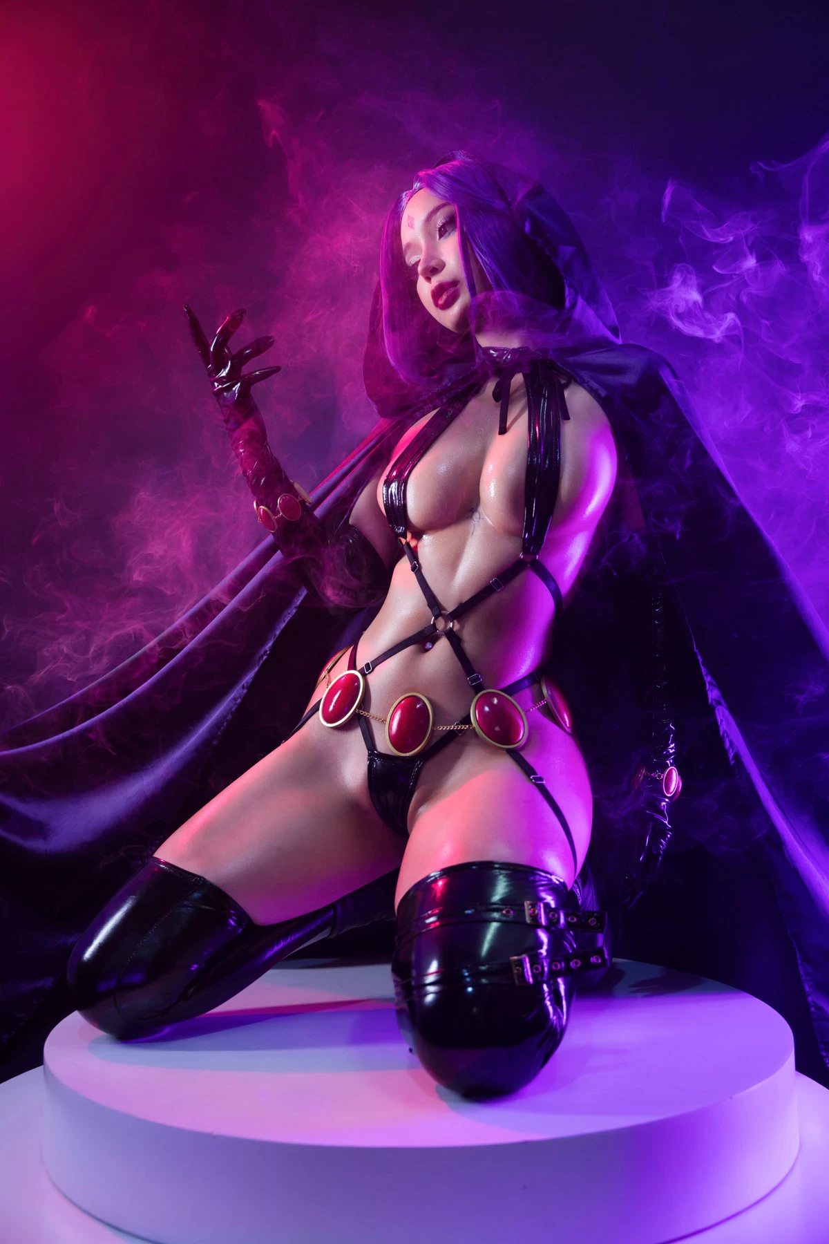 Cosplay Umeko.J Raven Latex Lingerie Set.01