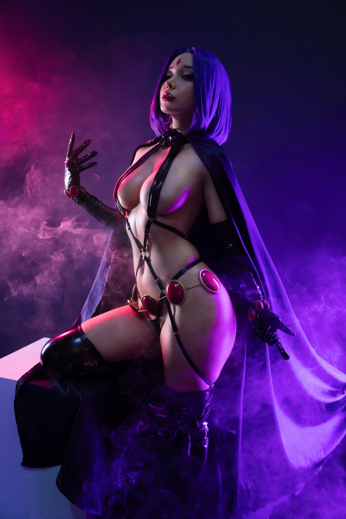 Cosplay Umeko.J Raven Latex Lingerie Set.01